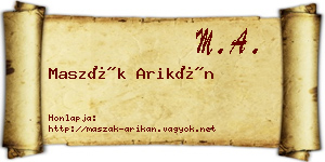 Maszák Arikán névjegykártya